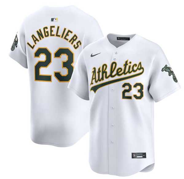 Men%27s Oakland Athletics #23 Shea Langeliers White Home Limited Stitched Jersey Dzhi->oakland athletics->MLB Jersey